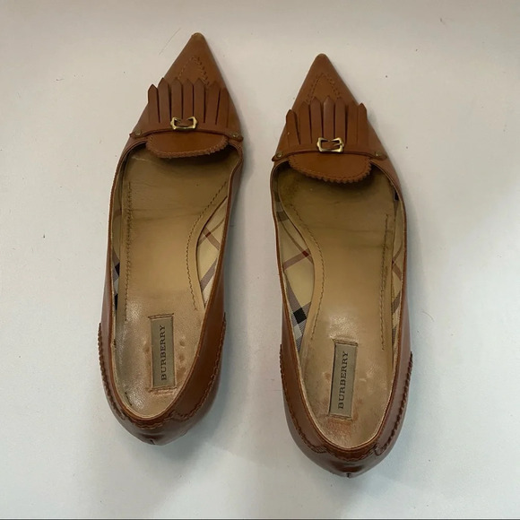 Vintage Burberry Brown Leather Low Heel Loafers - Picture 13 of 13